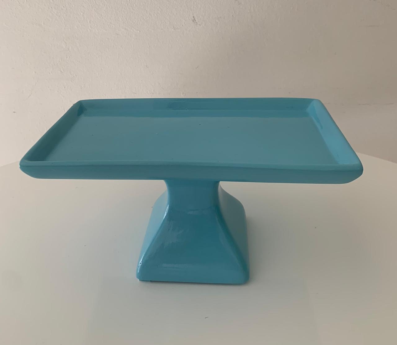 Doceira Com Pé Retangular Azul - suafesta.gyn