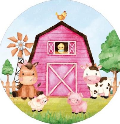 Painel Sublimado Fazendinha Rosa 1,5X1,5 - suafesta.gyn