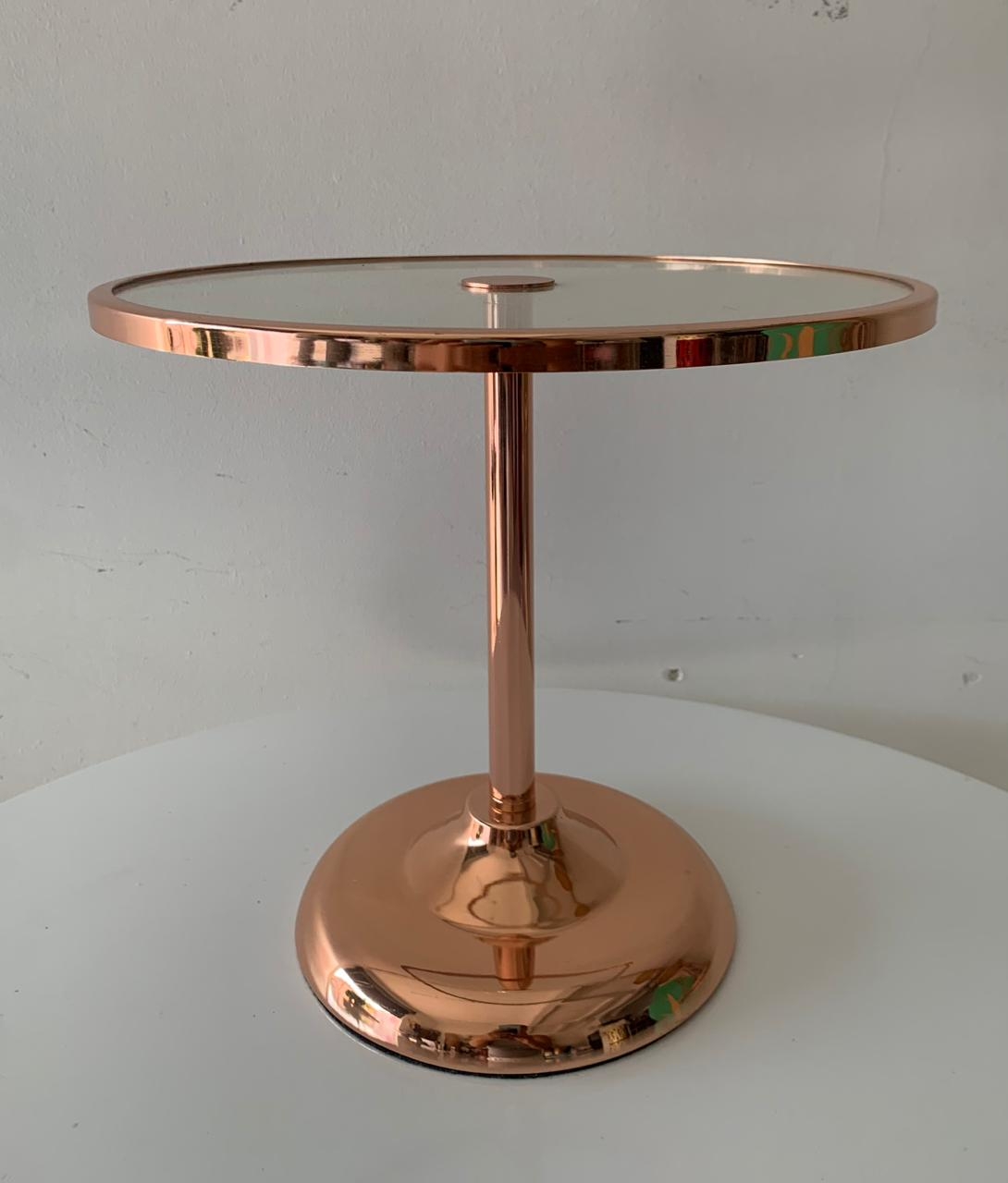 Boleira Pé Alto Vidro Metal Rosé - suafesta.gyn