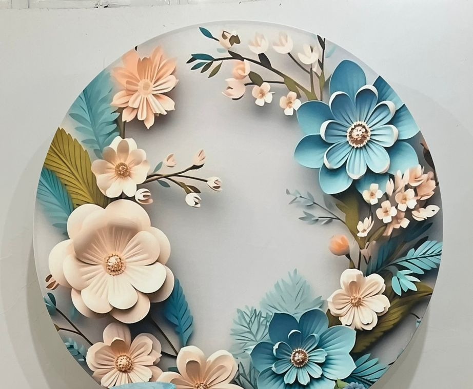 Capa Sublimado Redondo Floral Azul - suafesta.gyn