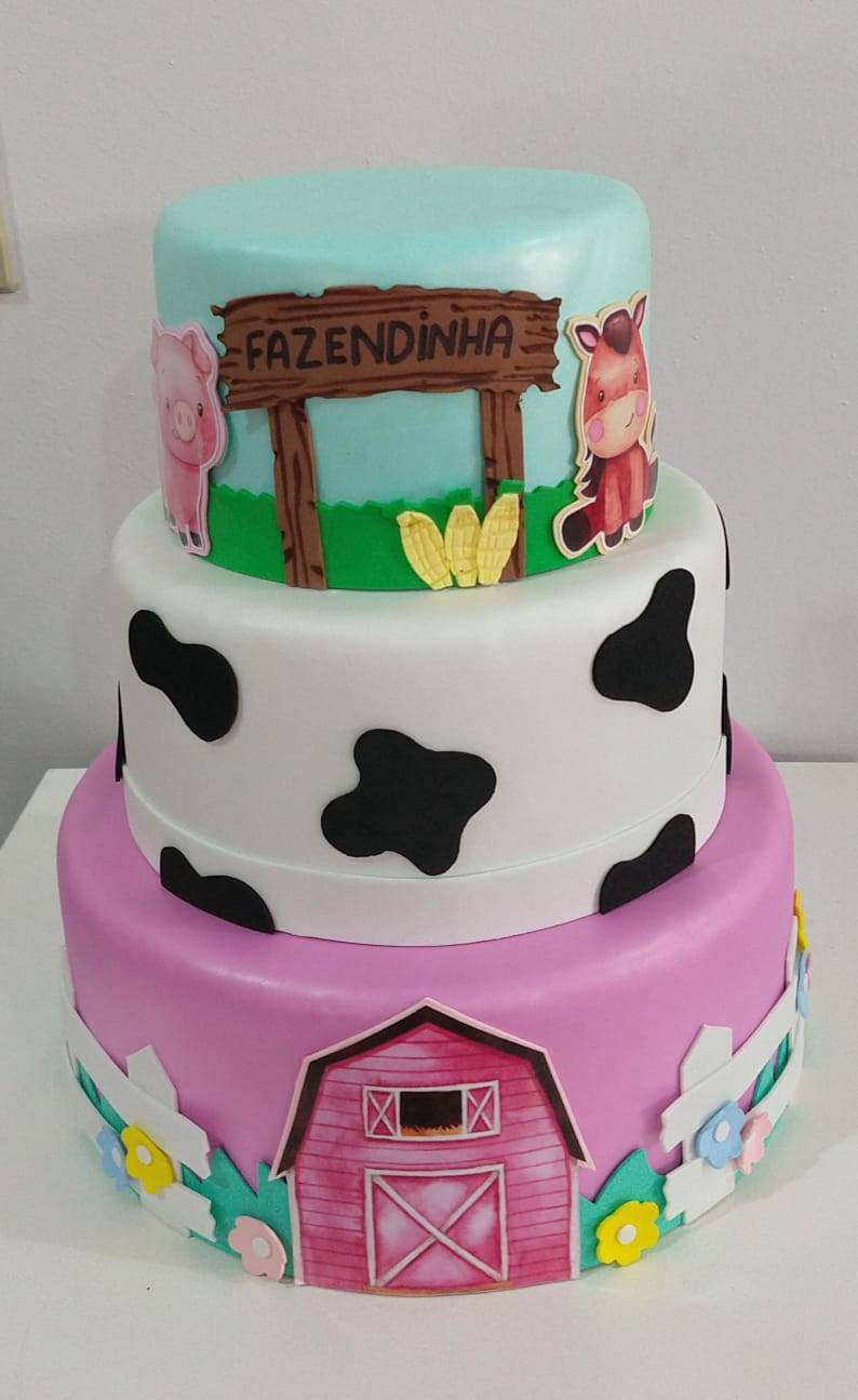 Bolo Fazendinha Rosa - suafesta.gyn
