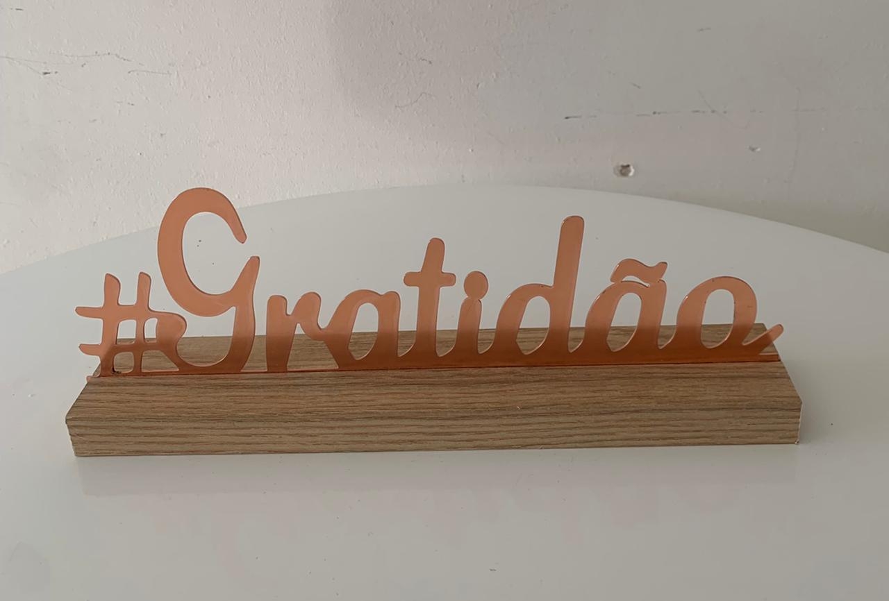 Palavra Gratidão Rosé - suafesta.gyn