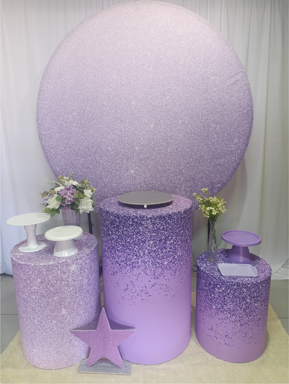 Kit Lilas Efeito Gliter - Bella festa decoração 