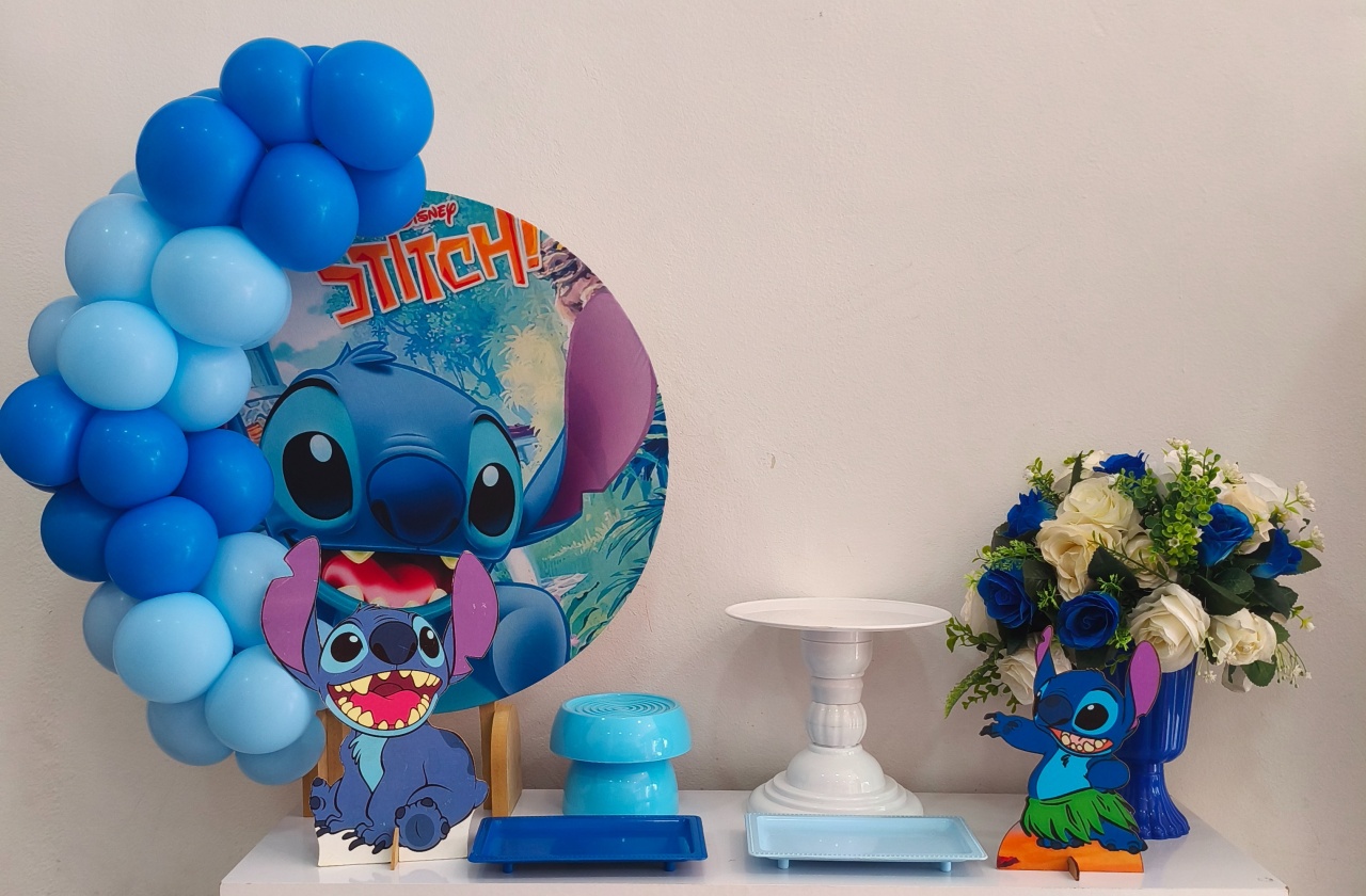 Mini Cenário Stitch Azul  - Thefest
