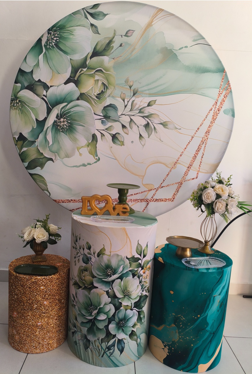 Kit Prata Floral Verde Com Dourado Love - Thefest