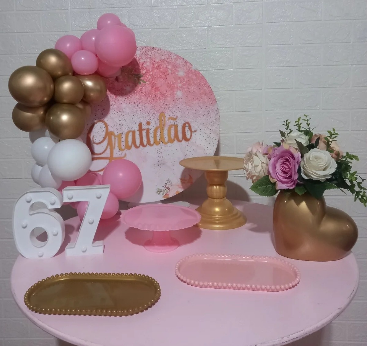 Mini Cenário Gratidão Rosa  - Thefest