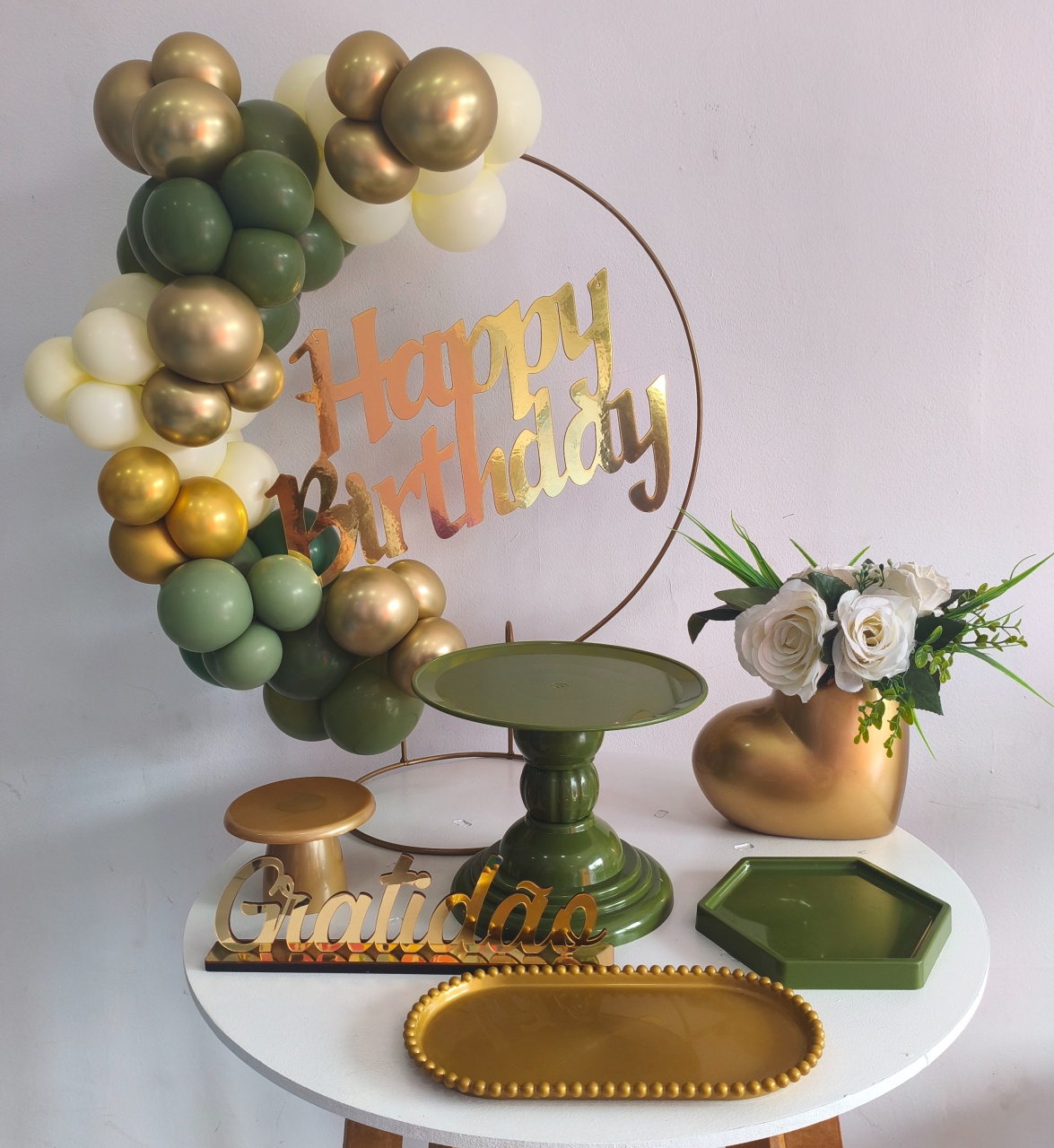 Mini Cenário Happy Birthday Dourado  - Thefest