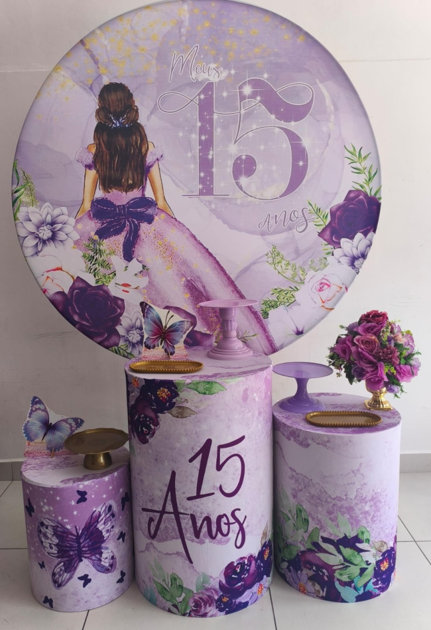 Kit Prata 15 Anos Lilas - Thefest