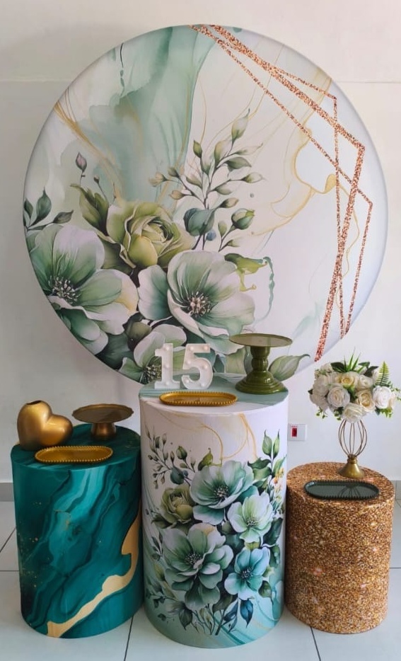 Kit Prata Floral Verde Com Dourado - Thefest