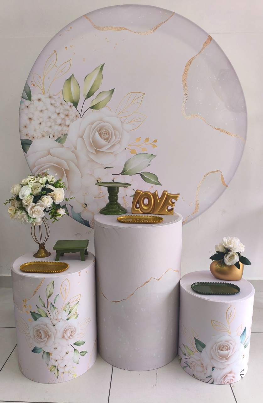 Kit Prata Floral Branco Com Dourado - Thefest
