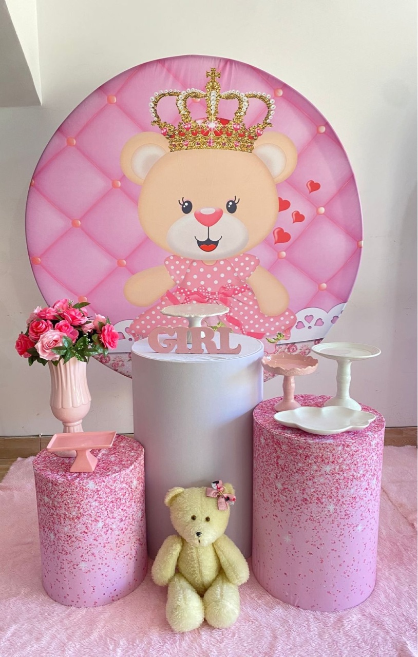 Chá de Fralda Ursinha Rosa ( Classica ) - Art_efesta