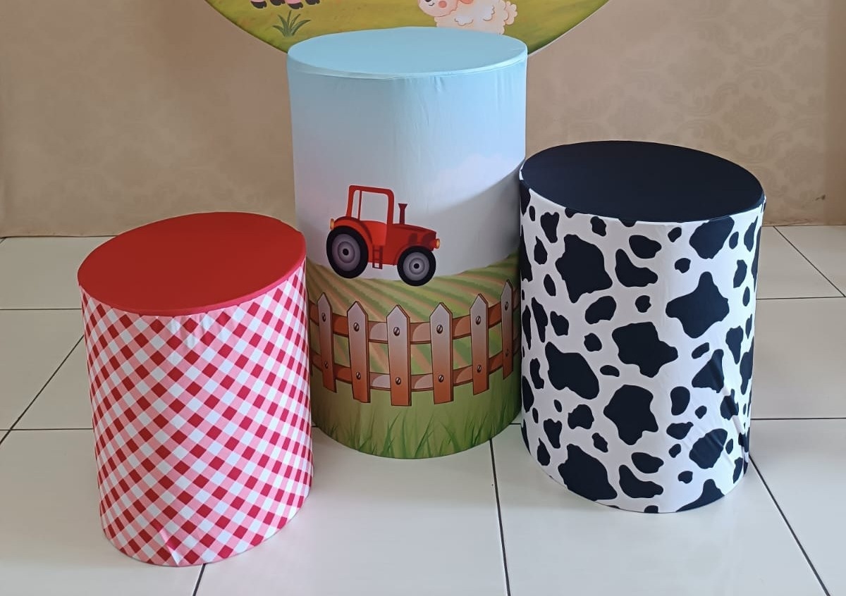 Capas Cilindros Fazendinha - Ohana Festas e Eventos 