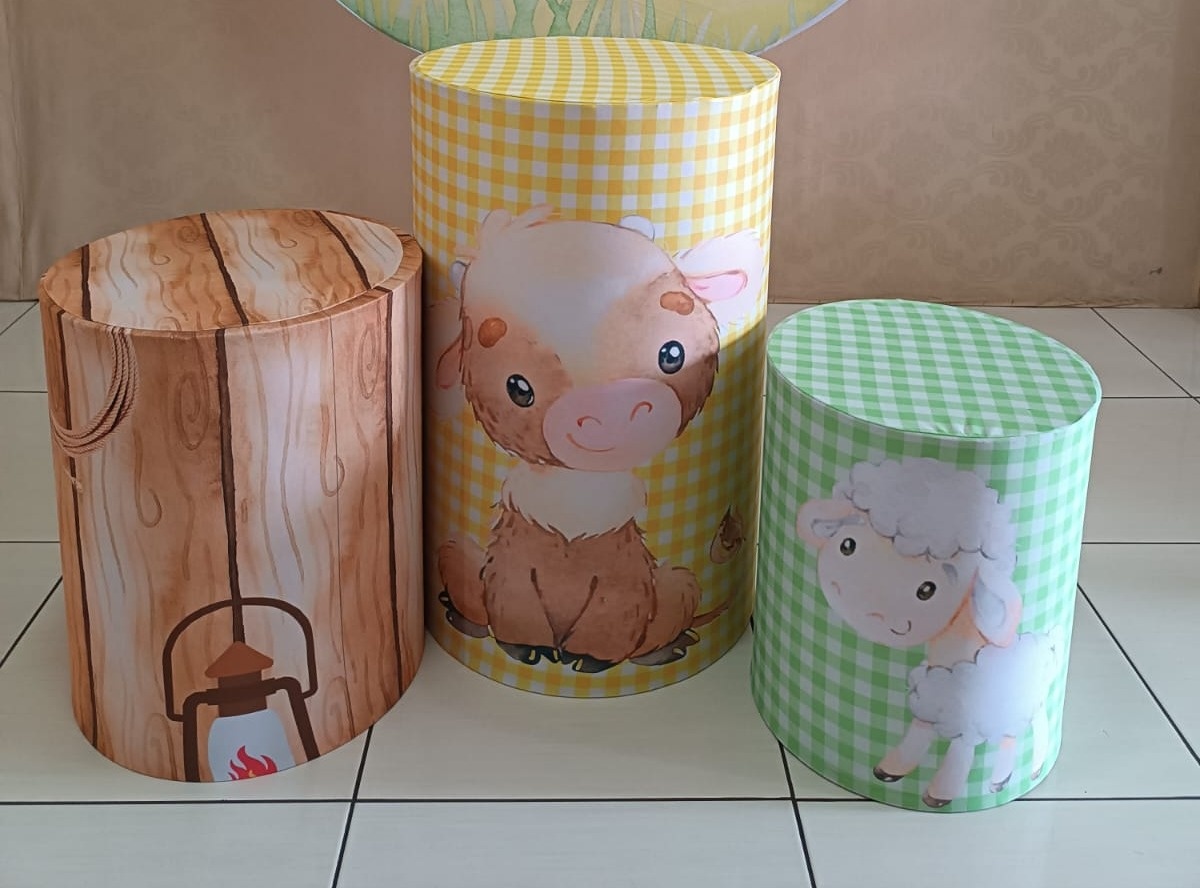Capas Cilindros Fazendinha  - Ohana Festas e Eventos 