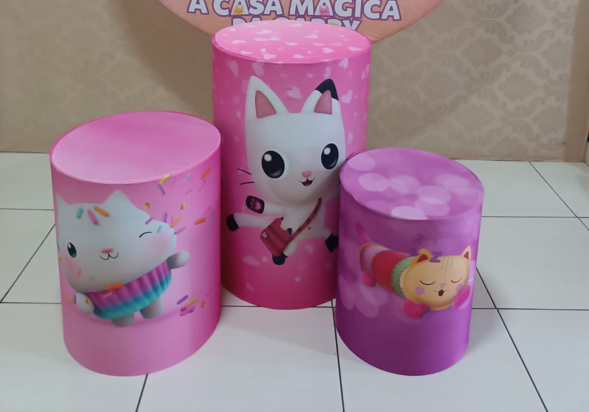 Capas Cilindros Casa Mágica da Gabby - Ohana Festas e Eventos 