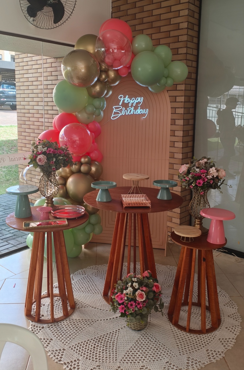 Kit Rústico Rosa E Verde - Ohana Festas e Eventos 