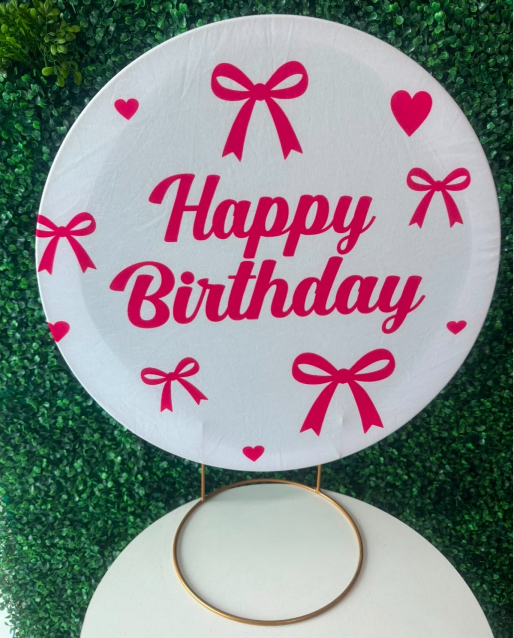 Mini Painel Happy Birthday Lacinho Rosa - Mouse Atelie das Festas