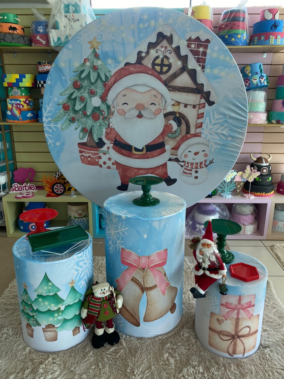 Natal Aquarelado Azul - Mouse Atelie das Festas