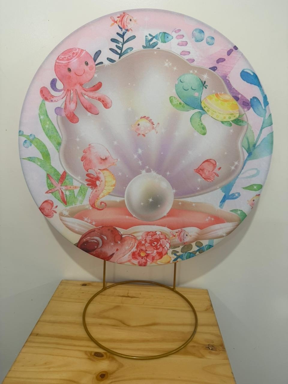 Mini Painel Fundo Do Mar Concha Aquarelado - Mouse Atelie das Festas
