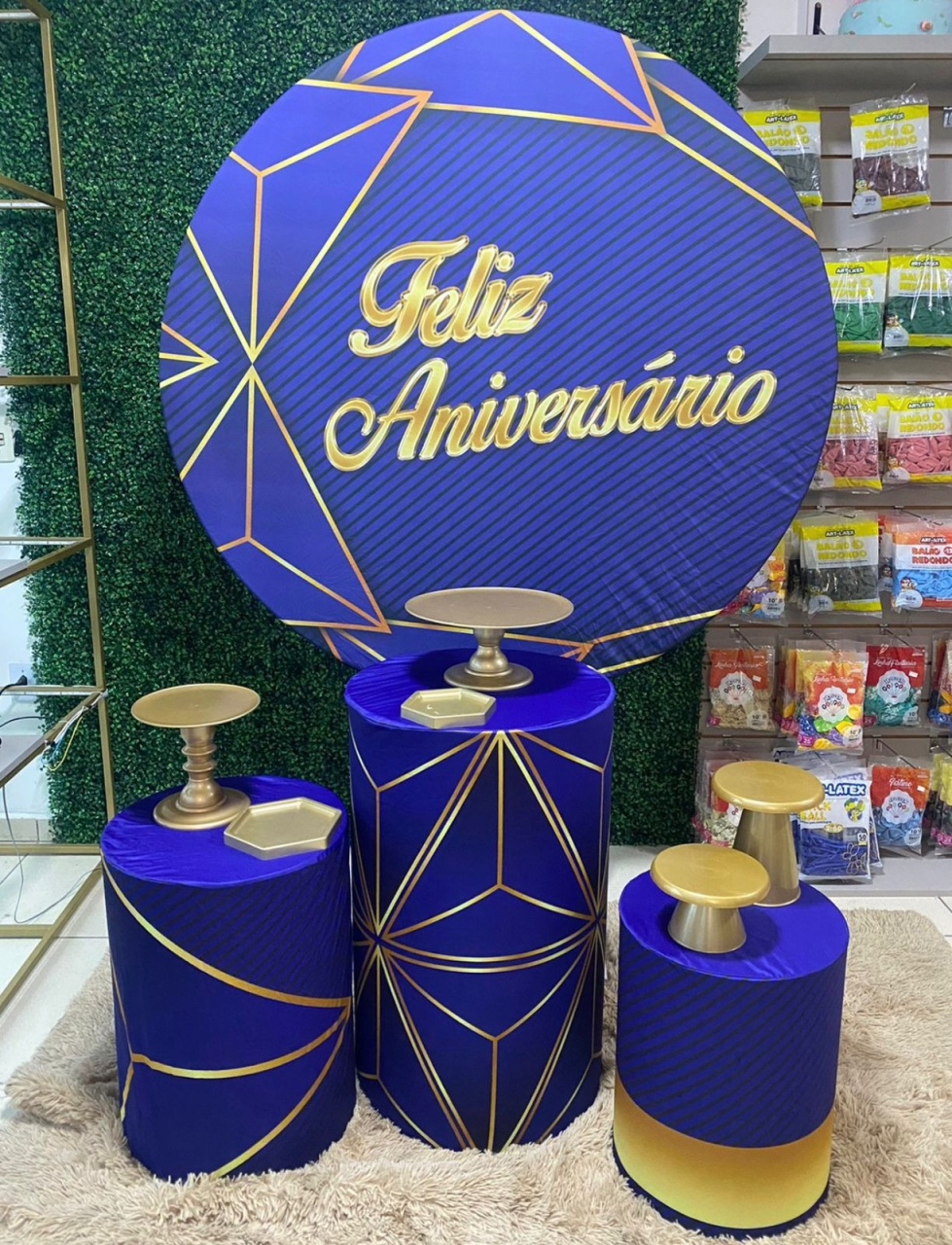 Feliz Aniversário Azul | Dourado - Mouse Atelie das Festas