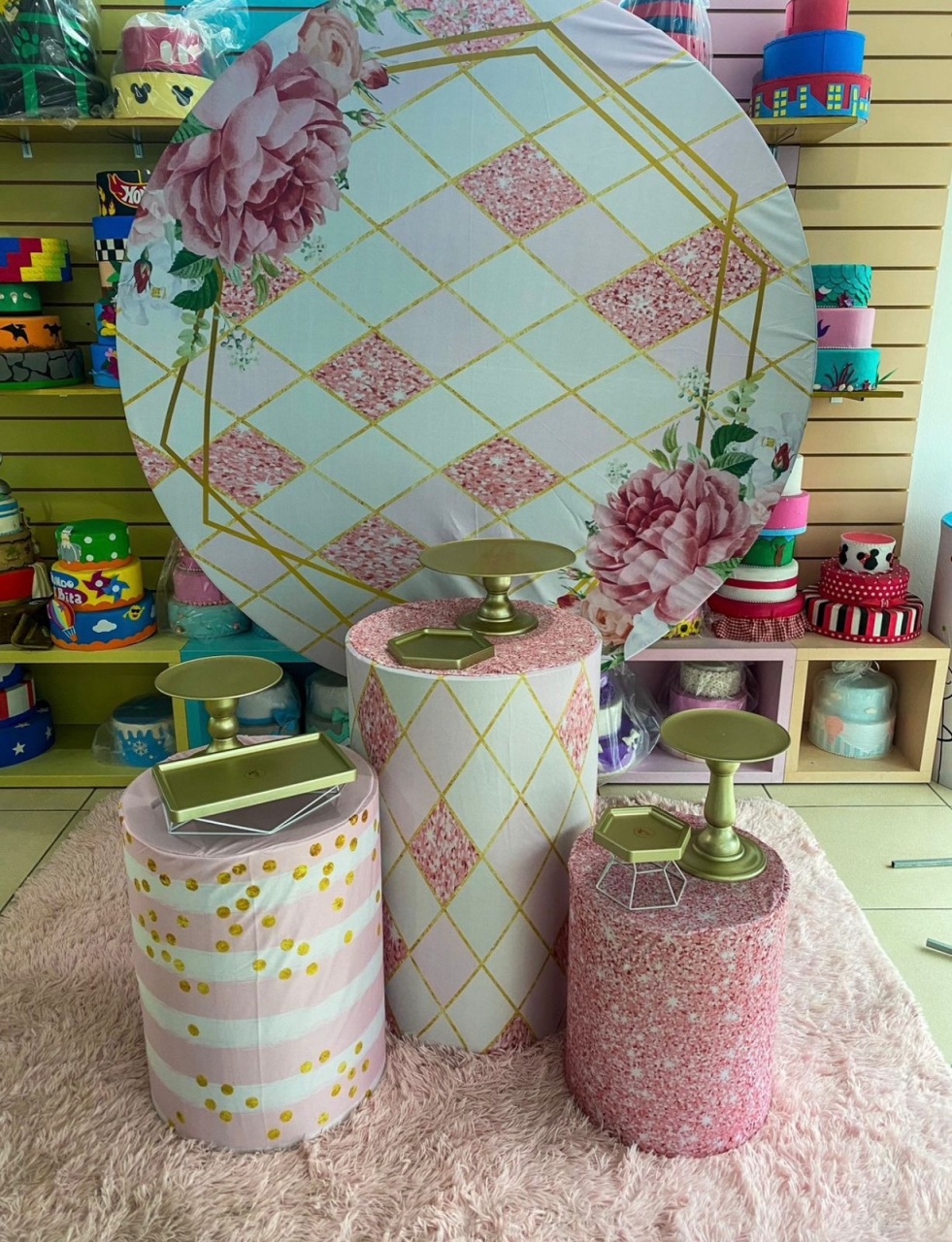 Flor Rosa Glitter - Mouse Atelie das Festas