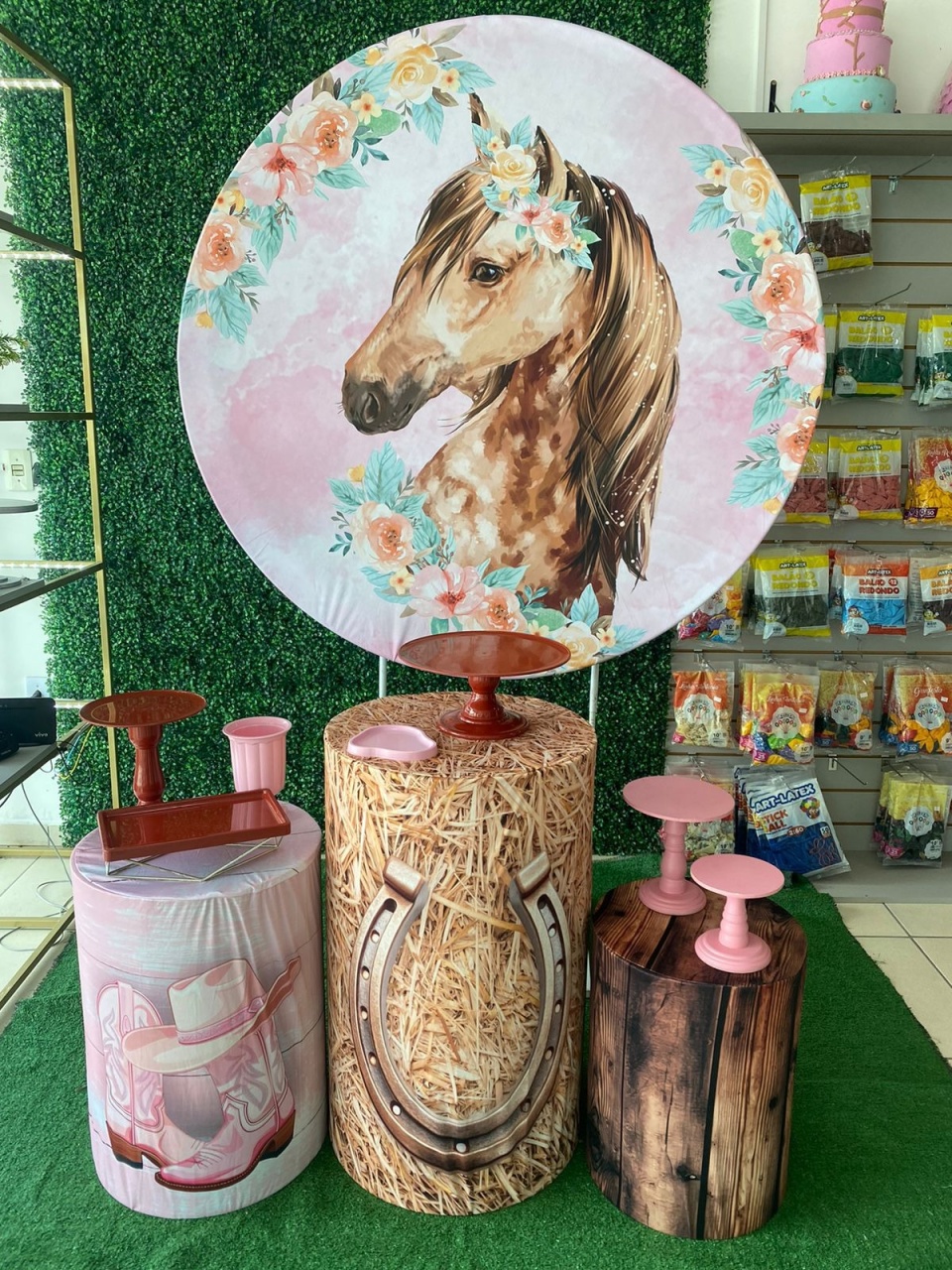 Cavalo Flor Rosa - Mouse Atelie das Festas