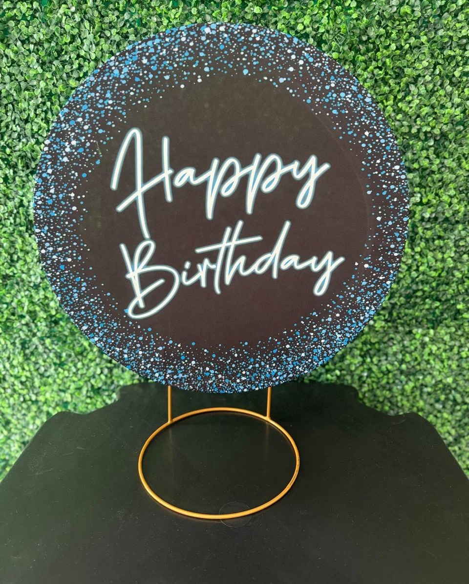 Mini Painel Happy Birthday Azul Glitter - Mouse Atelie das Festas