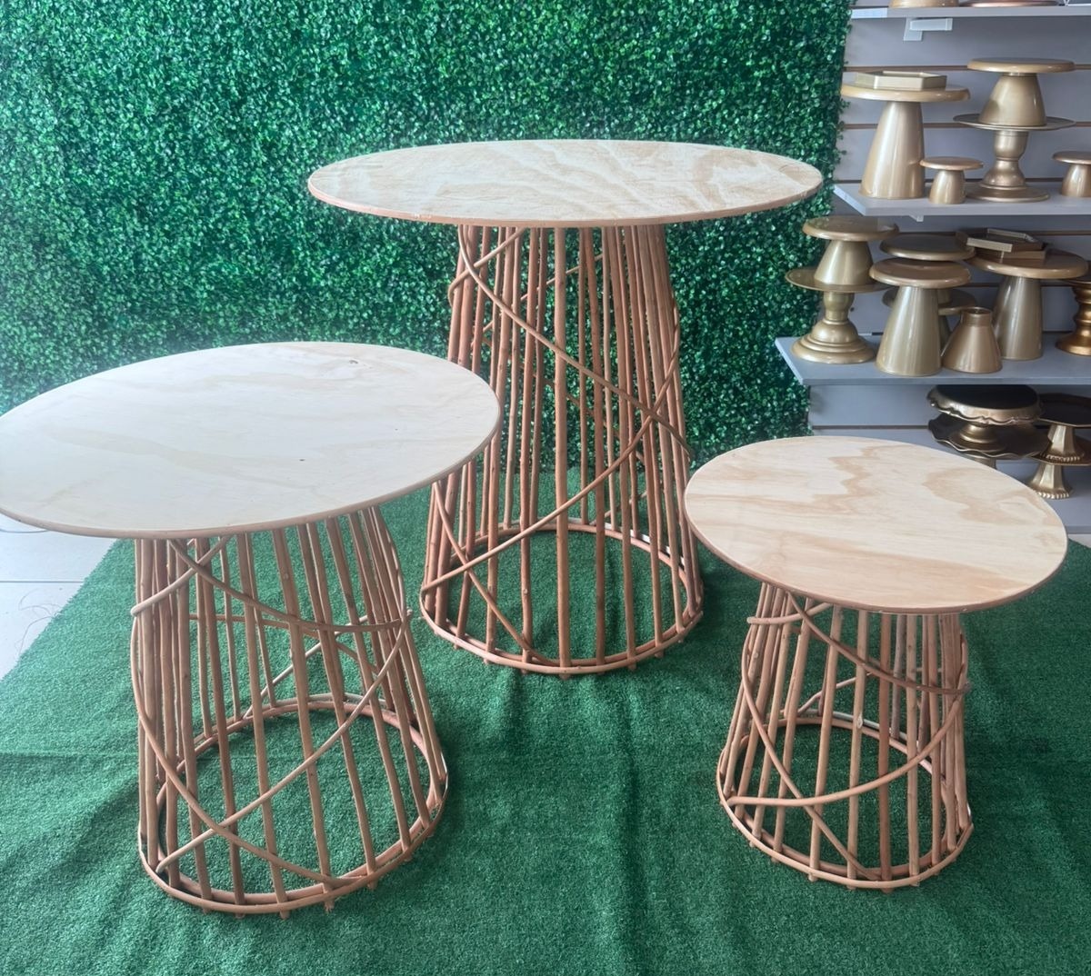 Trio de Mesa Cone Vime - Mouse Atelie das Festas