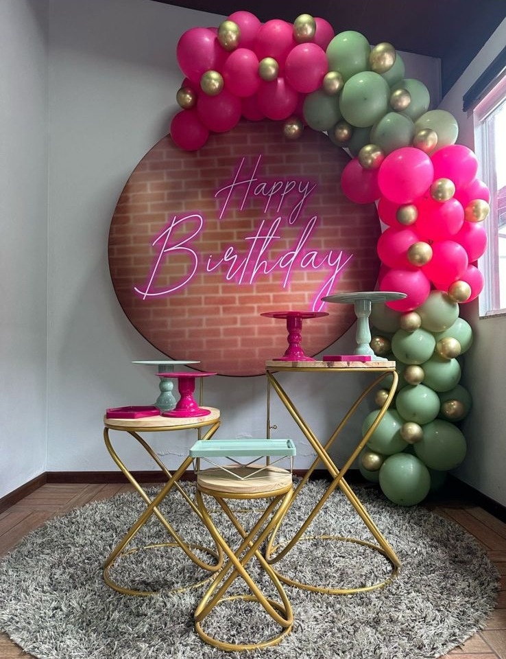 Happy Birthday Neon Rosa - Mouse Atelie das Festas