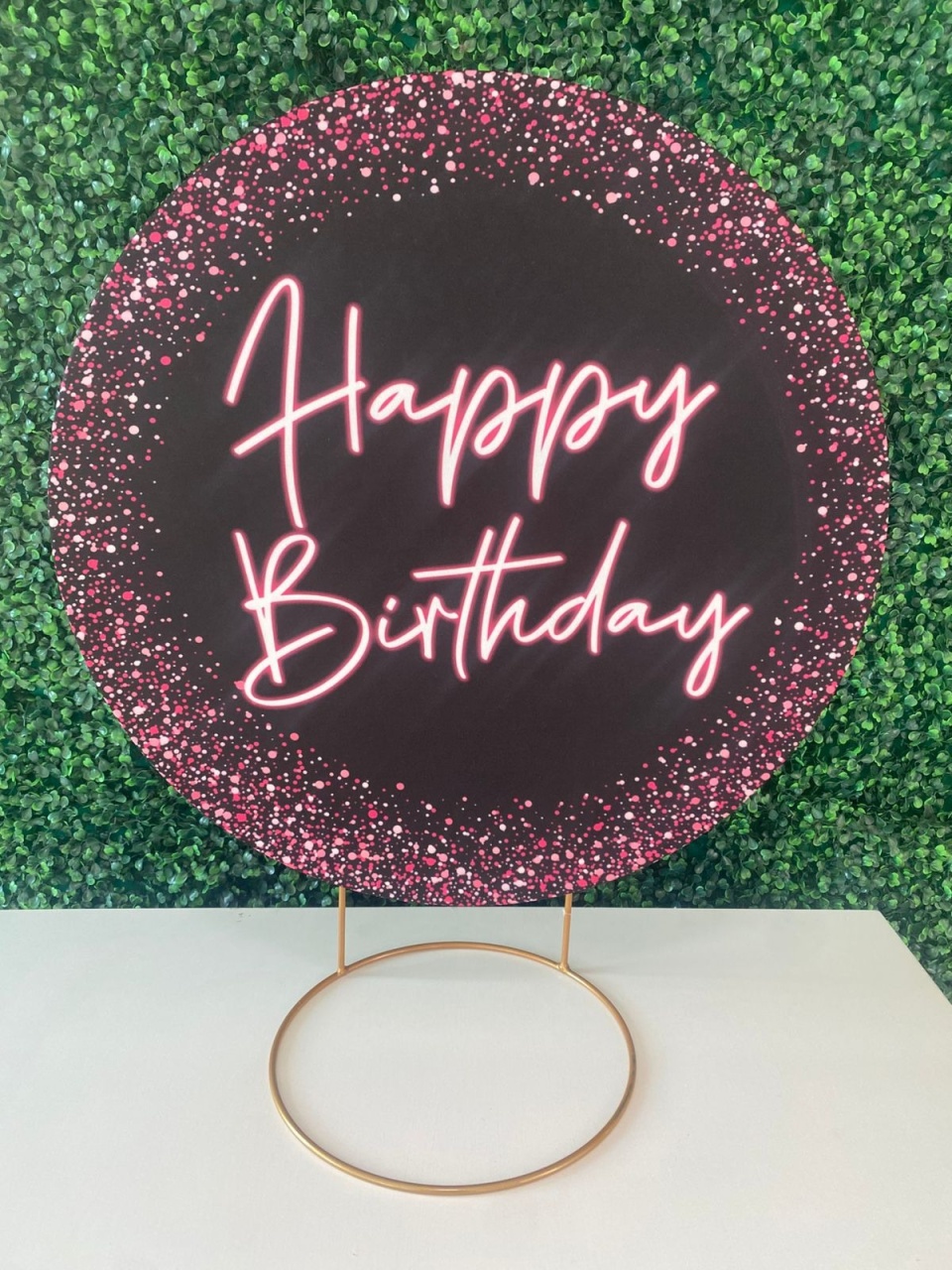 Mini Painel Happy Birthday Pink Glitter - Mouse Atelie das Festas
