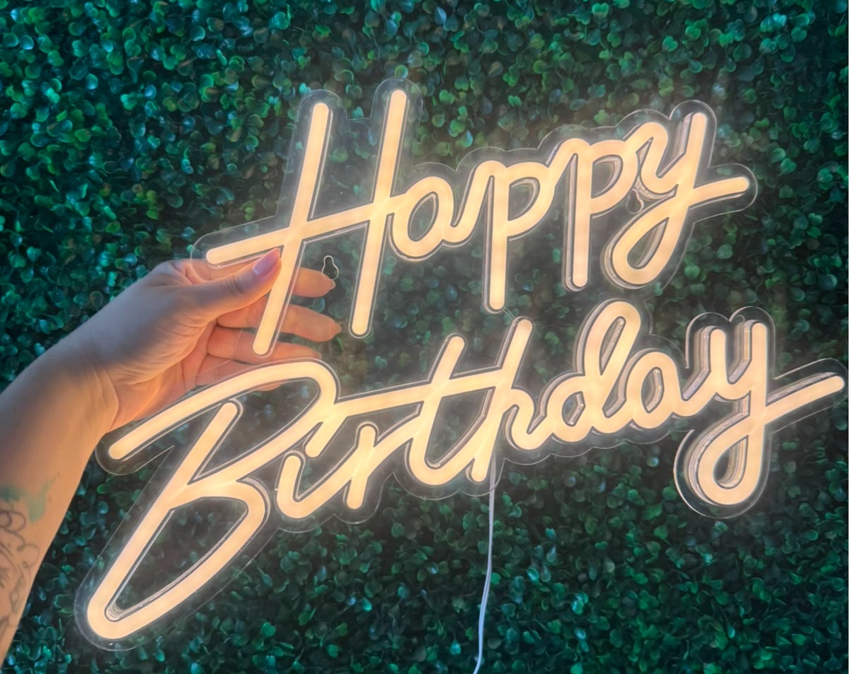 Led Happy Birthday Branco Quente - Mouse Atelie das Festas