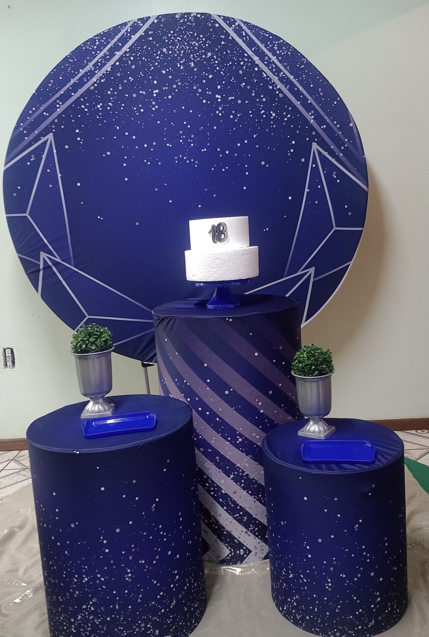 Azul Com Gliter Prata  - Ateliê da Daia Pegue Monte & Doces 