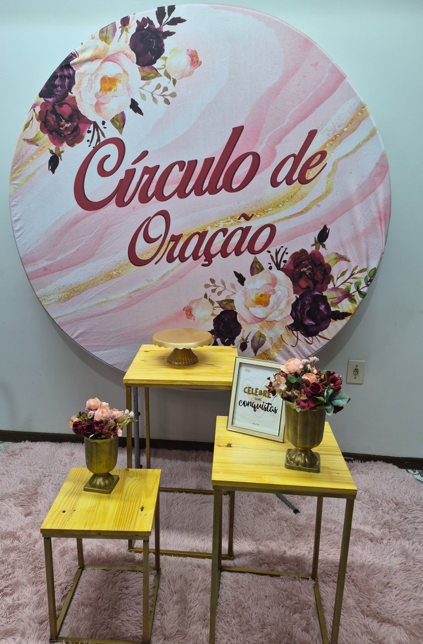 Círculo de Oração Rosa Com Bordo  - Ateliê da Daia Pegue Monte & Doces 