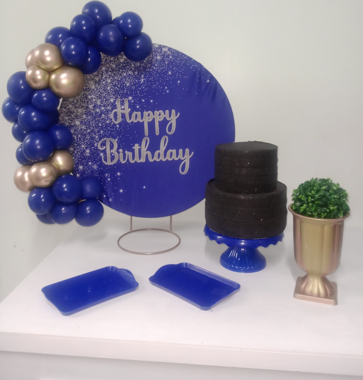 Happybirthday Azul Gliter  - Ateliê da Daia Pegue Monte & Doces 
