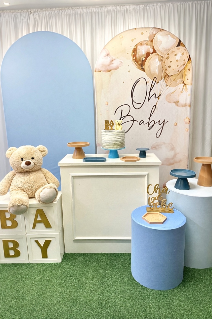 Chá de Bebê Azul E Marrom Oh Baby Com Ursos  - Happy Day Decorações
