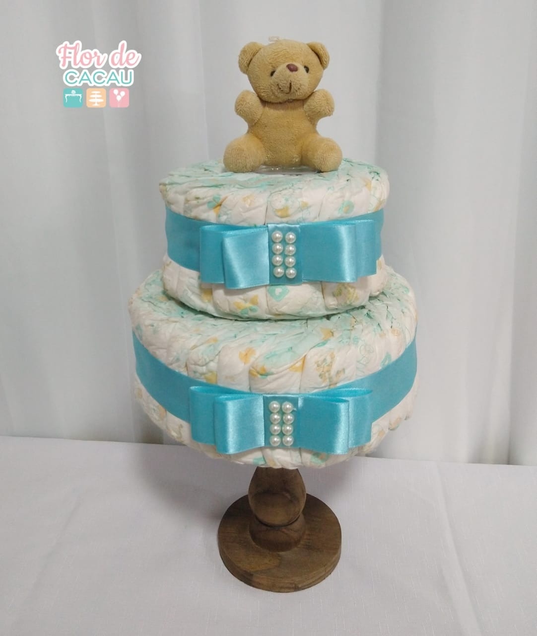 Bolo de Fralda Azul - Locadora Flor de Cacau