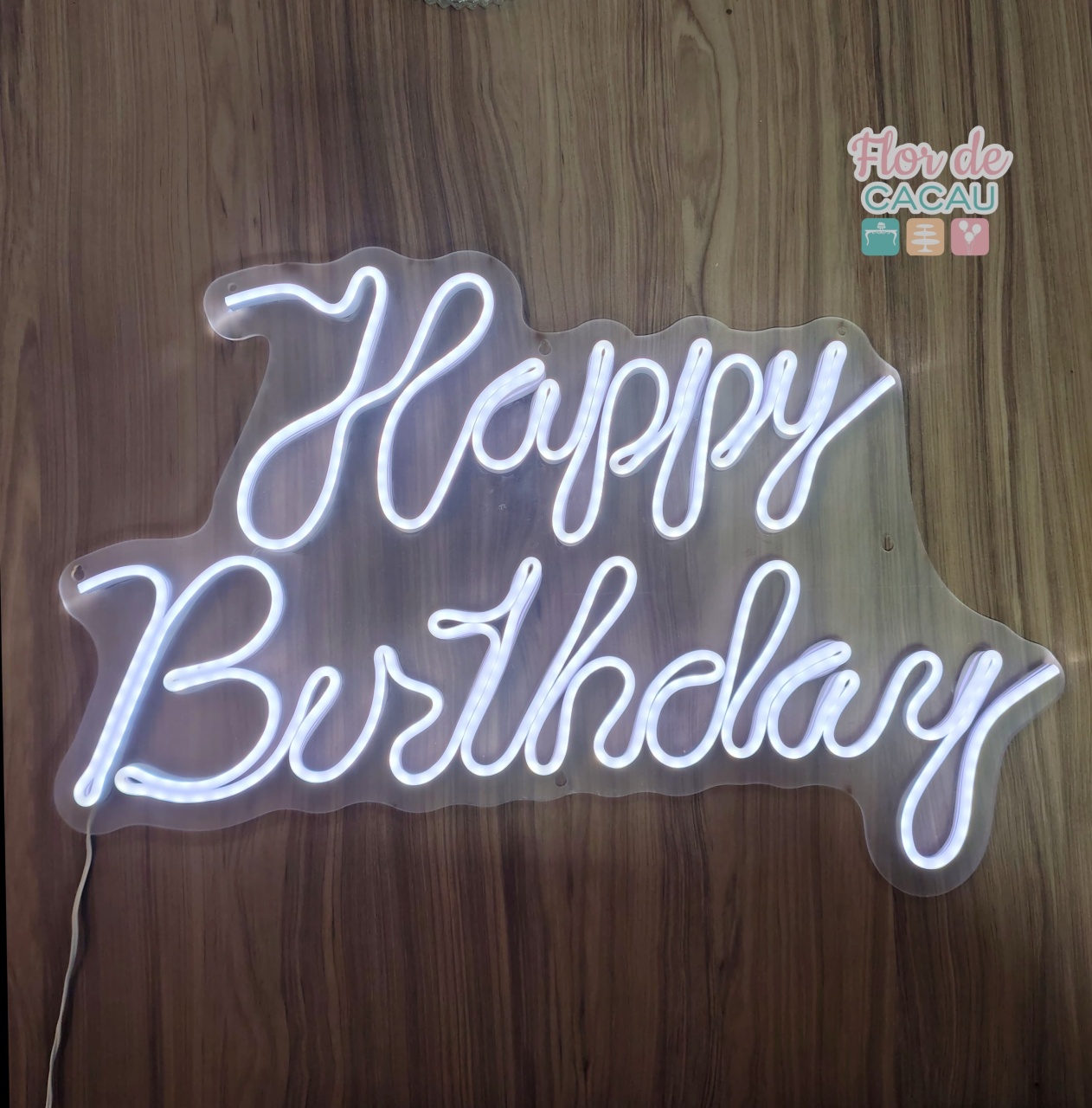 Letreiro Happy Birthday de Led - Locadora Flor de Cacau