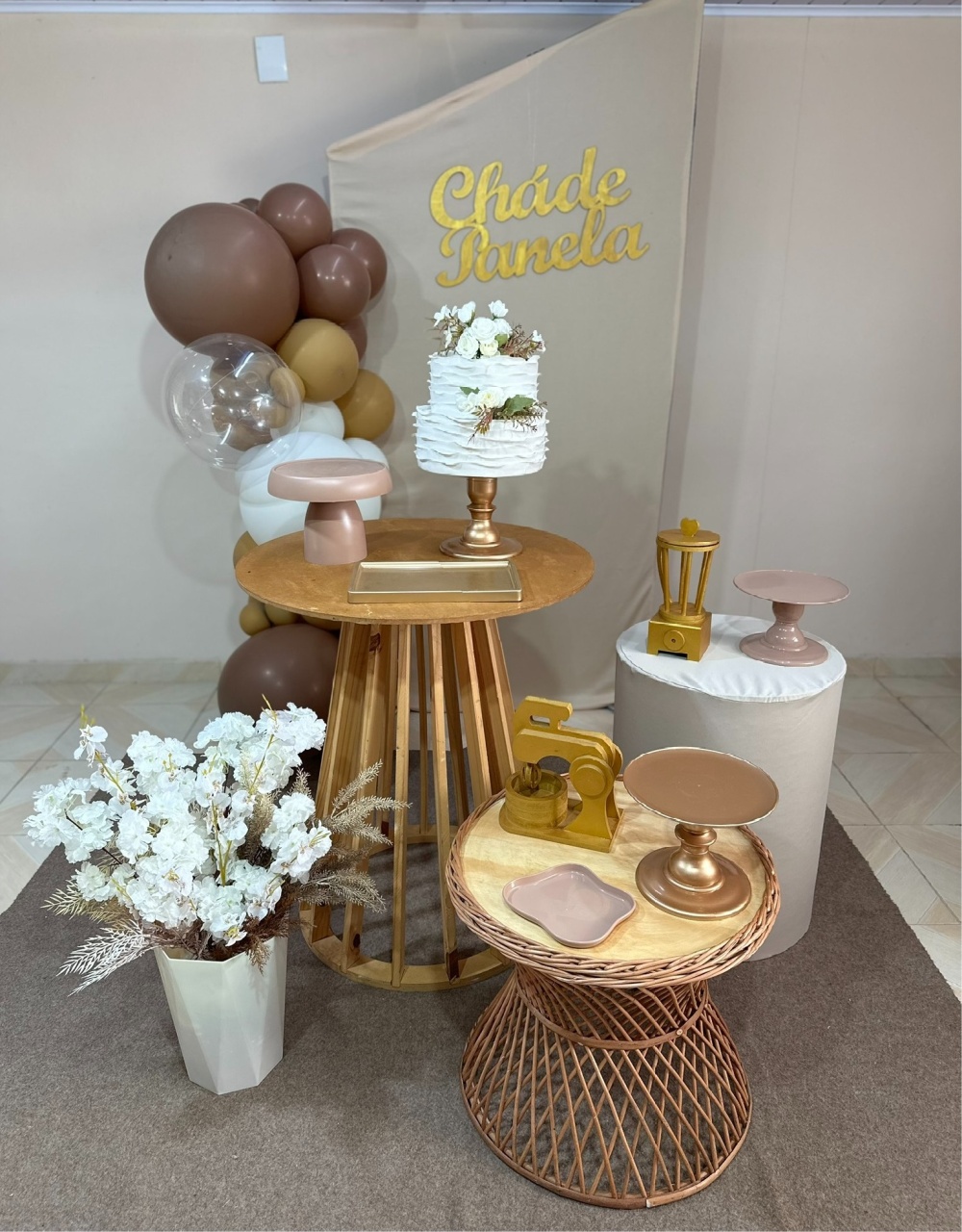 Kit Cha de Panela Bege 20 - DECOR FESTAS PEGUE MONTE & BALÕES