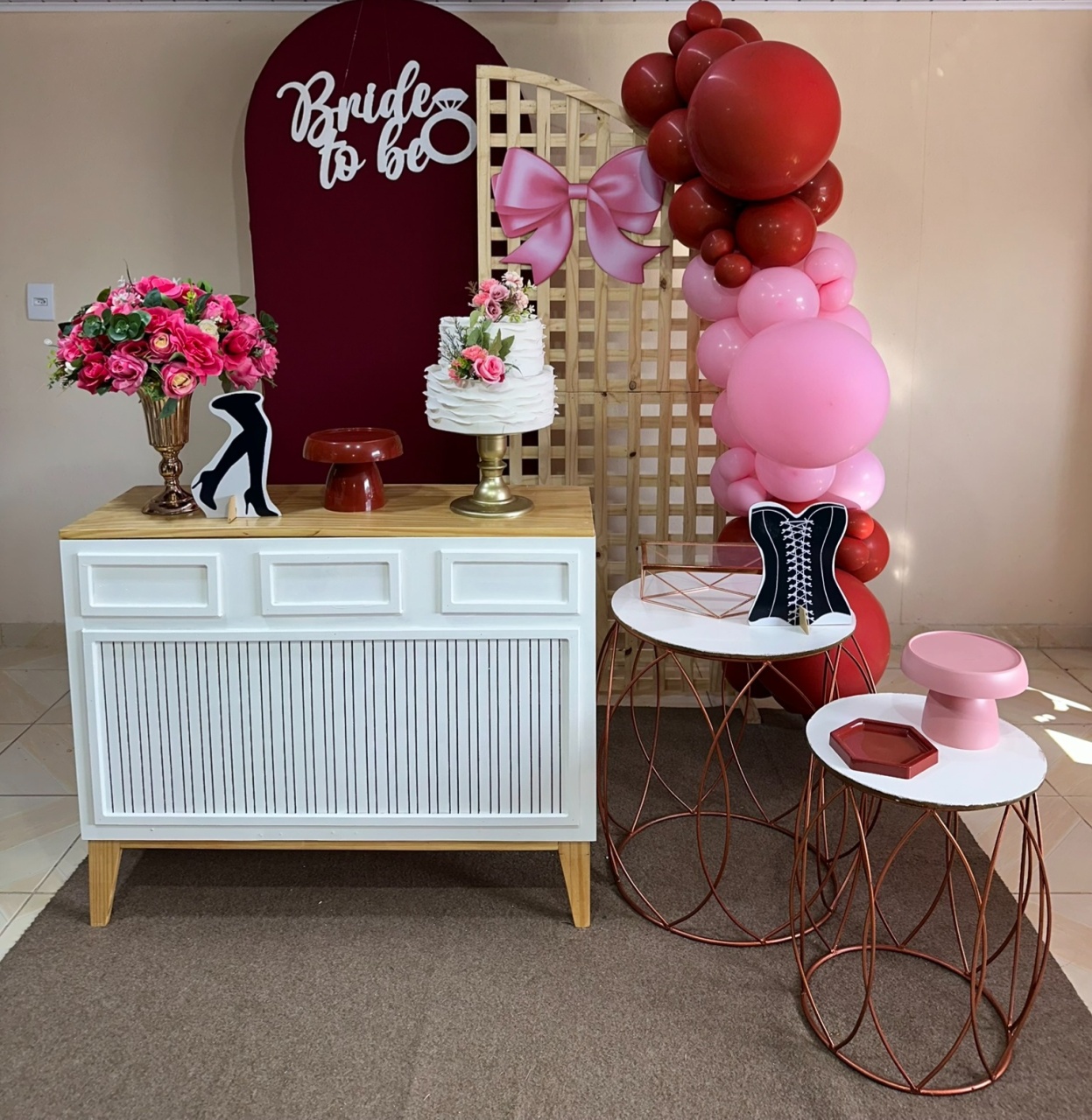 Kit Cha de Lingerie Rosa & Vermelho 1 - DECOR FESTAS PEGUE MONTE & BALÕES