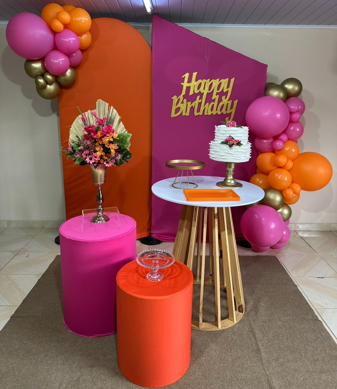 Kit Laranja & Pink 1 - DECOR FESTAS PEGUE MONTE & BALÕES