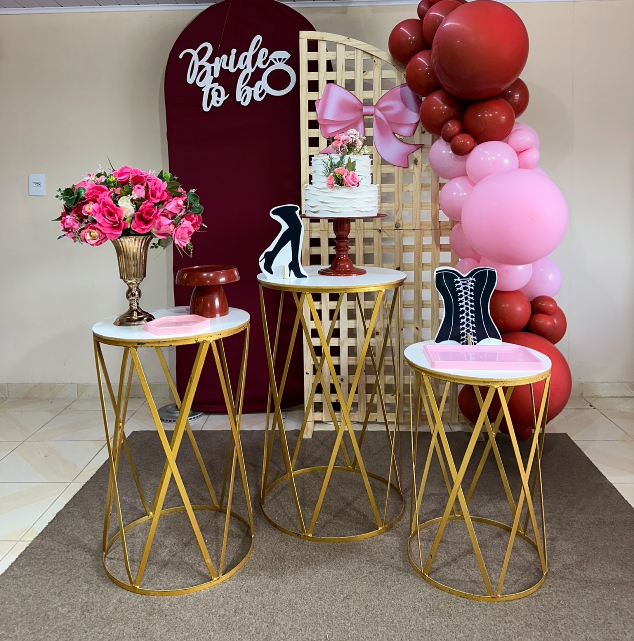 Kit Cha de Lingerie Rosa & Vermelho 3 - DECOR FESTAS PEGUE MONTE & BALÕES