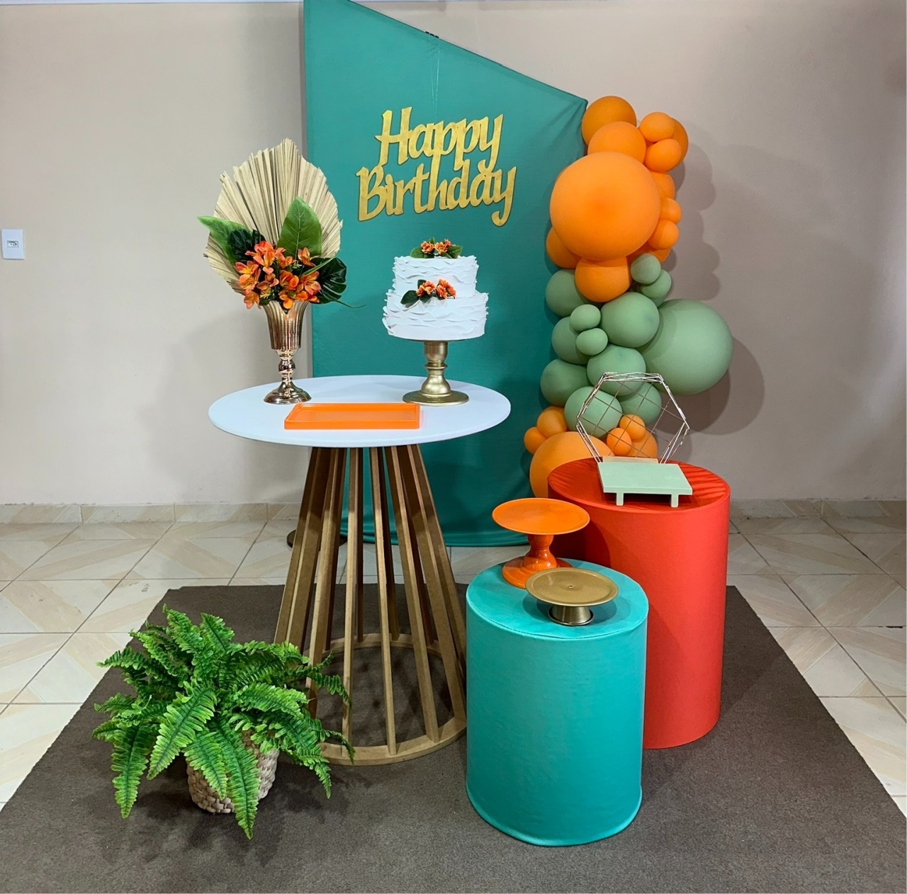 Kit Laranja & Verde 1 - DECOR FESTAS PEGUE MONTE & BALÕES