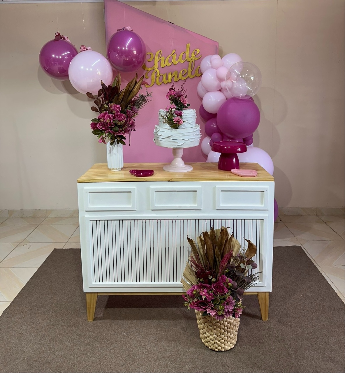 Kit Cha de Panela Rosa 19 - DECOR FESTAS PEGUE MONTE & BALÕES