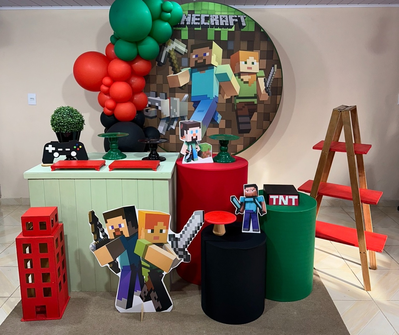 Kit Minecraft 2 - DECOR FESTAS PEGUE MONTE & BALÕES