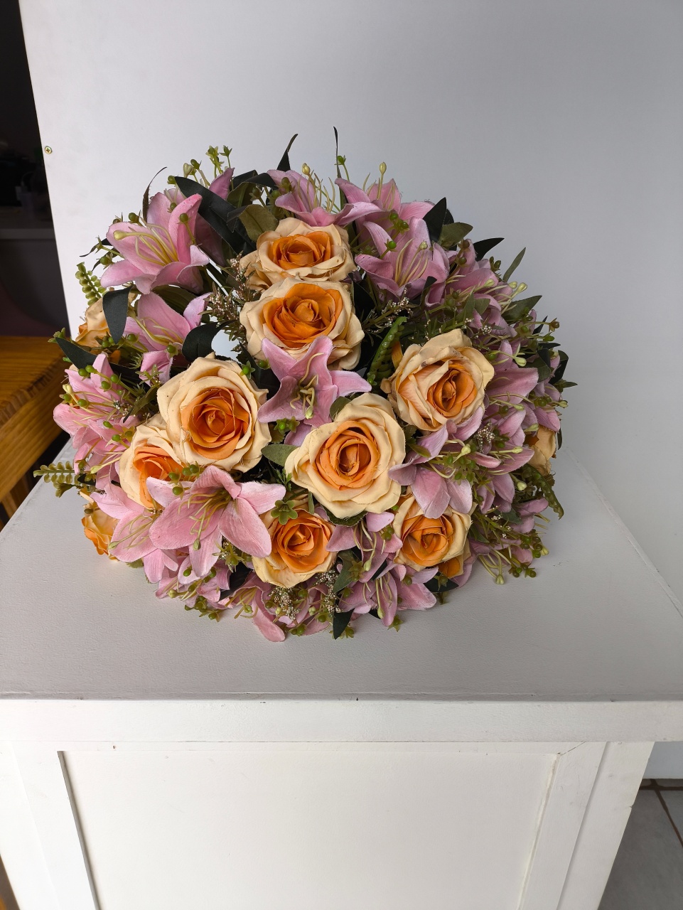 Flores Média Rosa Com Amarelo  - Bel kids festas e eventos 