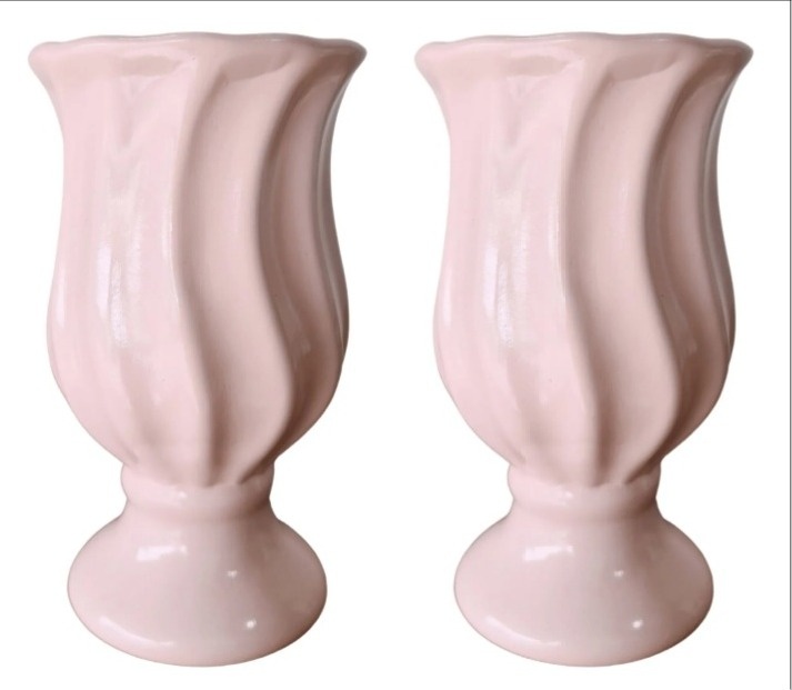 Vasos Torcidos de Cerâmica Rosa Candy 21X12 - jessica jardin dos Reis