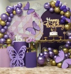 15 Anos Floral  Roxo,Lilás Com Dourado  - imagem 1