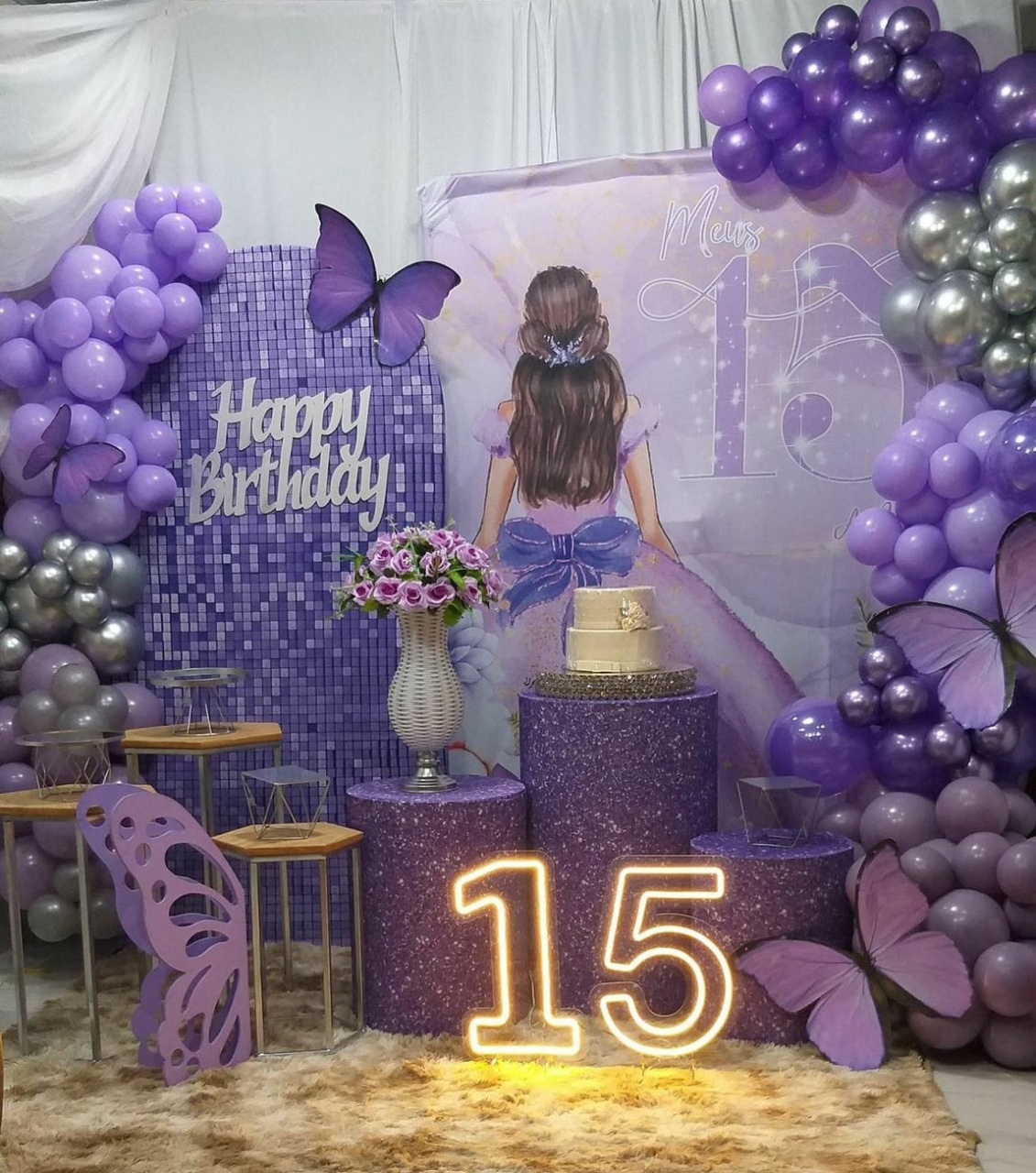 Kit 15 Anos Roxo E Lilás E Prata  - jessica jardin dos Reis