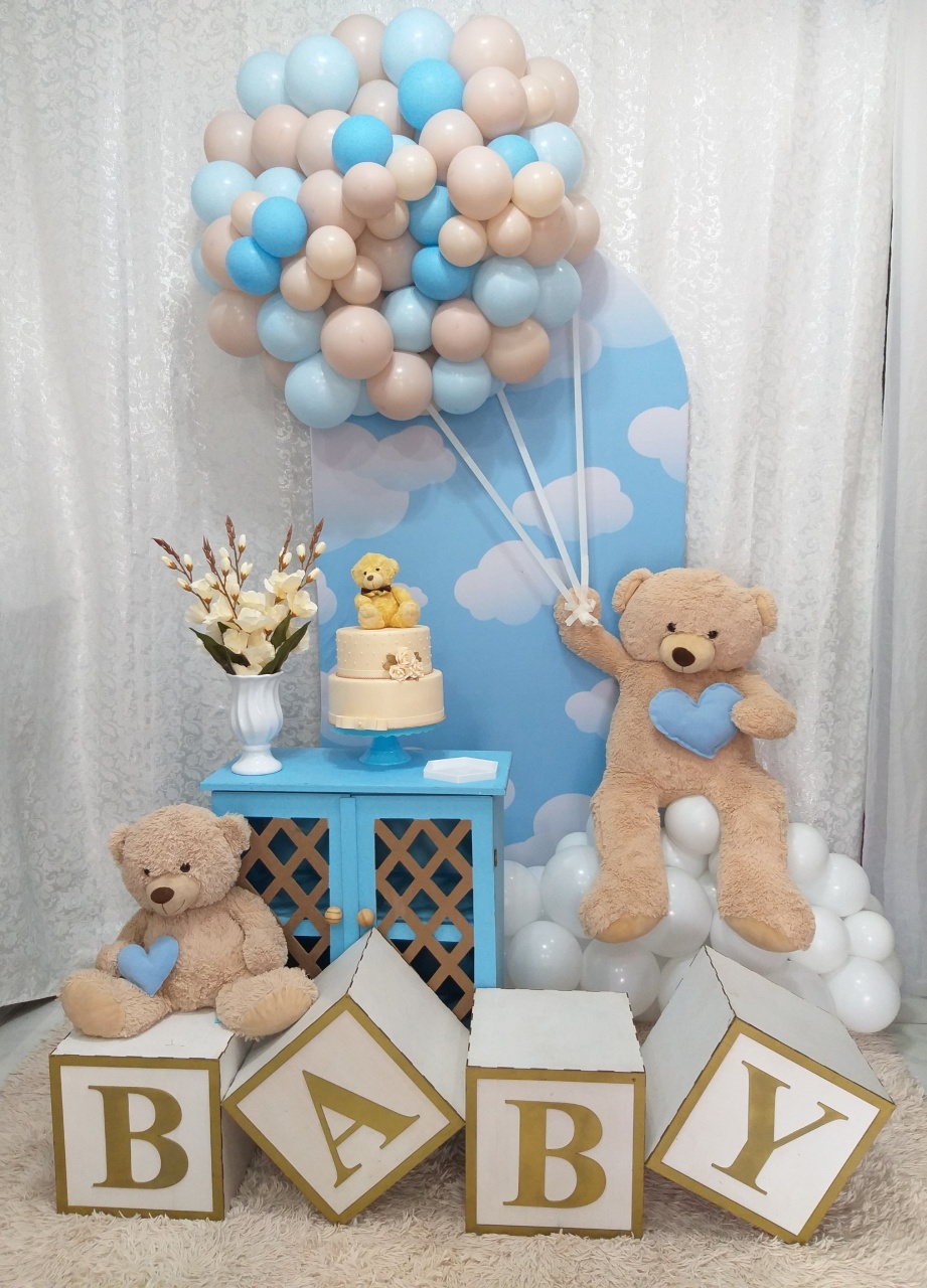Kit Chá Baby Azul,Branco E Bege  1 - jessica jardin dos Reis