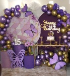 15 Anos Floral  Roxo,Lilás Com Dourado  - imagem 2