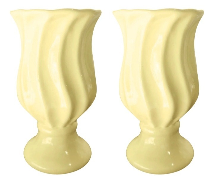 Vasos Torcidos Cerâmica Amarelo Candy 21X12 - jessica jardin dos Reis